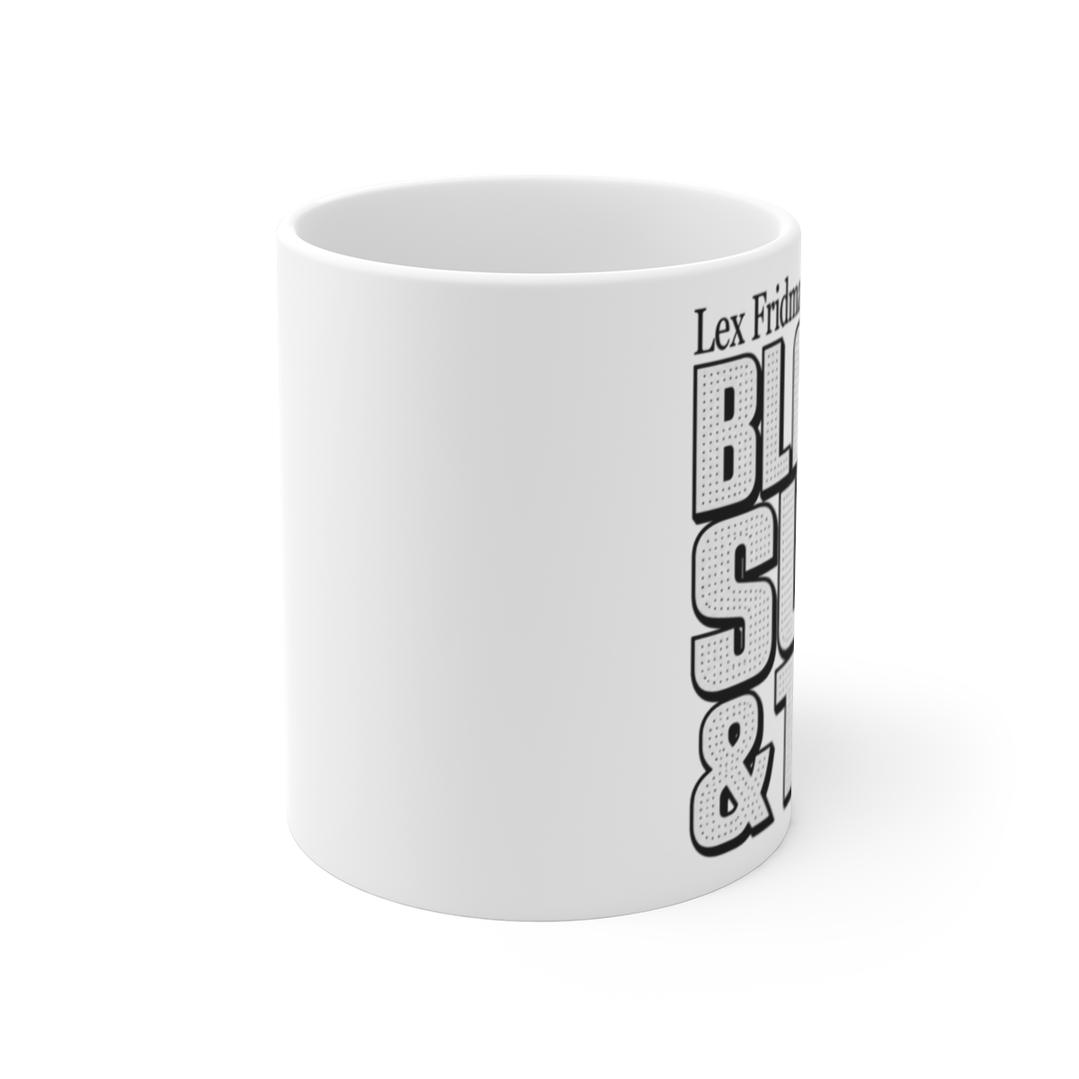 Lex Fridman "Black Suit & Tie" White Mug - alternate angle 1, merchandise